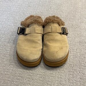 Moncler Beige Mules with Fur Lining